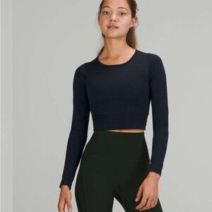 Navy Lululemon Long Sleeve Crop Top